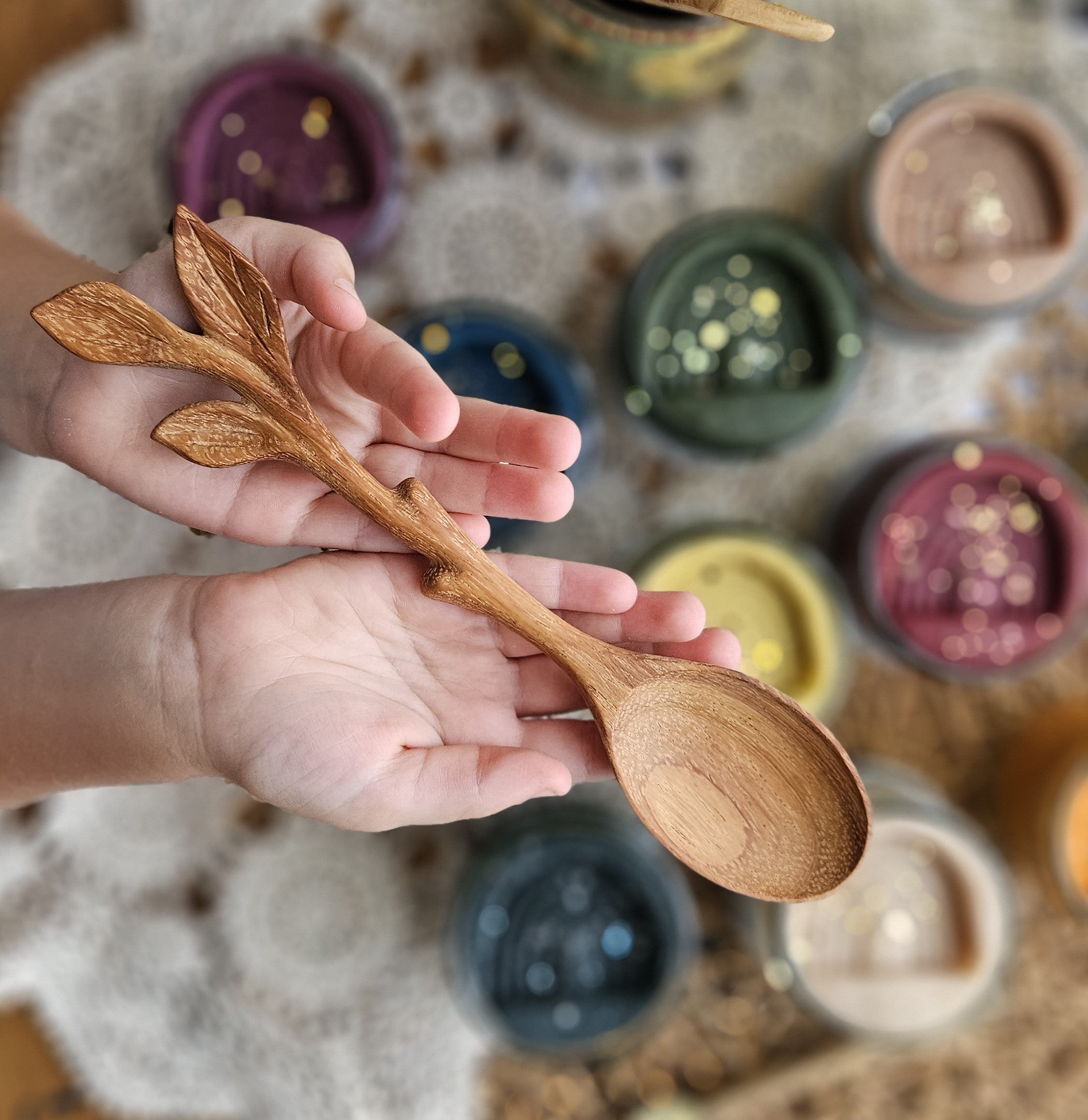 Wooden Leaf Spoon whimsicaldough
