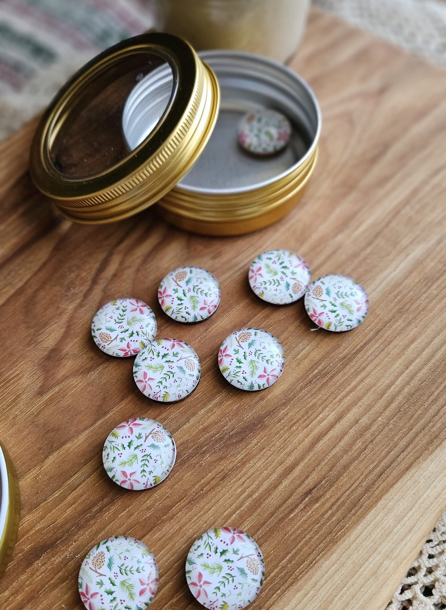 Set of 10 Christmas Floral Counters