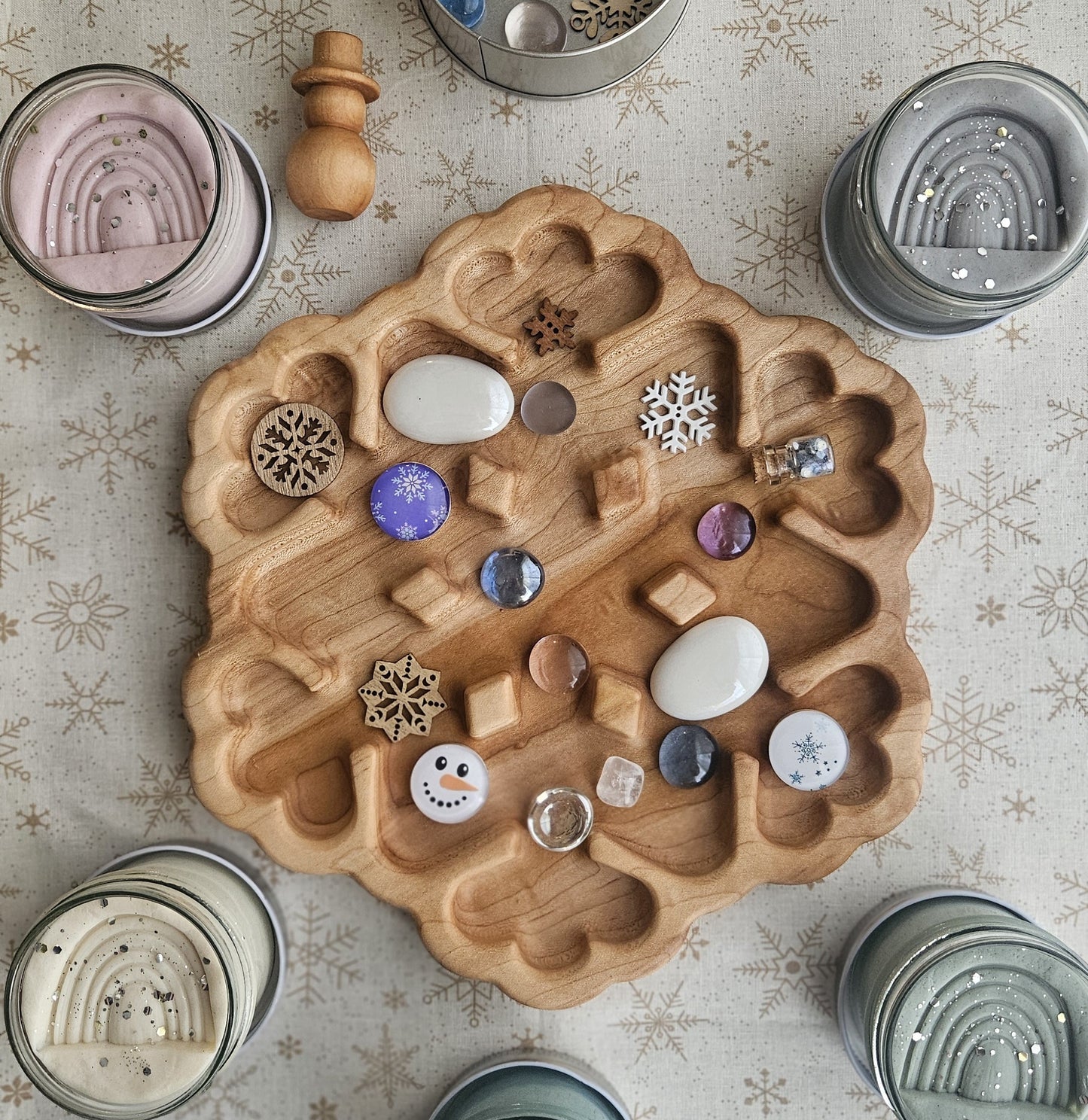 Wood Snowflake Tray